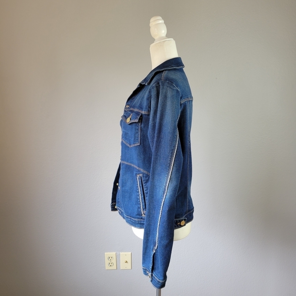 FRAME // ltd ed le slim denim jacket in medium blue denim shore coast - Picture 6 of 16